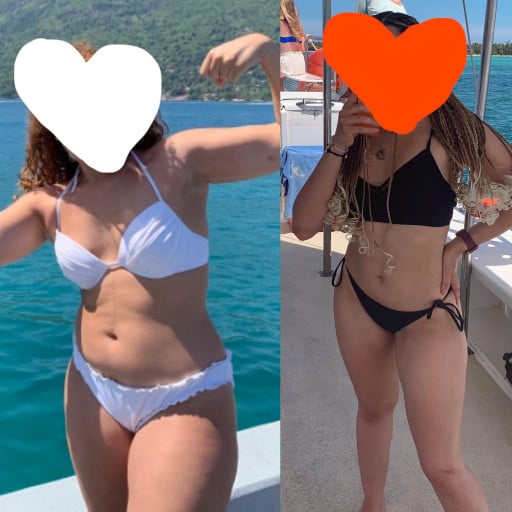 19 lbs Fat Loss Before and After 5 feet 4 Female 161 lbs to 142 lbs