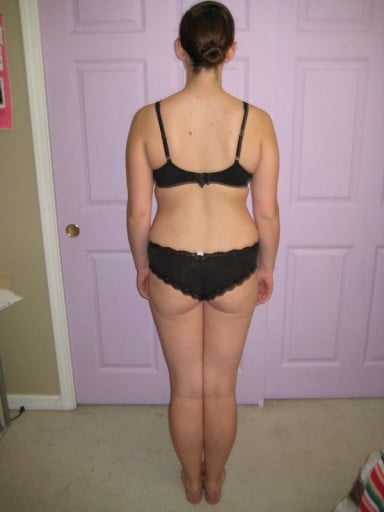 A before and after photo of a 5'10" female showing a snapshot of 156 pounds at a height of 5'10
