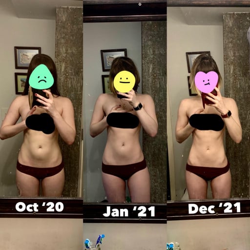 5 feet 5 Female Before and After 17 lbs Weight Loss 130 lbs to 113 lbs