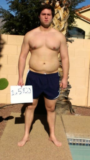 A progress pic of a 6'0" man showing a weight loss from 295 pounds to 244 pounds. A net loss of 51 pounds.