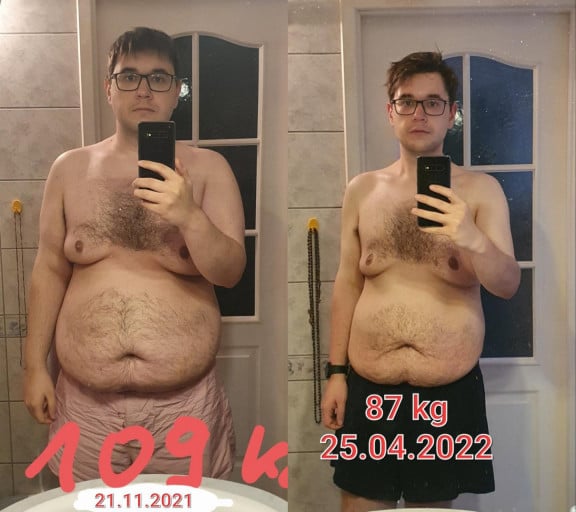 48 lbs Fat Loss Before and After 5 feet 9 Male 240 lbs to 192 lbs