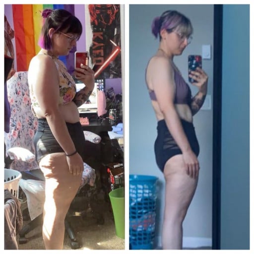 26 lbs Fat Loss Before and After 5 foot 2 Female 178 lbs to 152 lbs