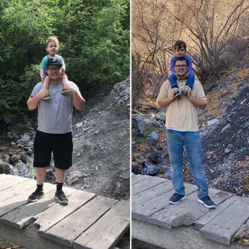 M/32/5’11” [271 > 206 = 65 lbs lost] Same Spot a Year Later With My Son. Wanted to Get Healthy For Us Both