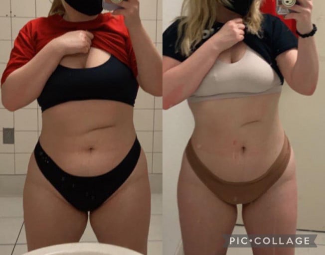 5 feet 5 Female Progress Pics of 12 lbs Weight Loss 178 lbs to 166 lbs