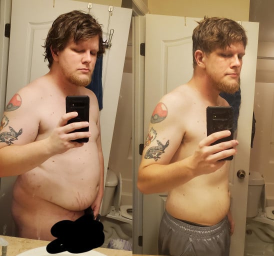 94 lbs Weight Loss Before and After 6 foot 3 Male 284 lbs to 190 lbs