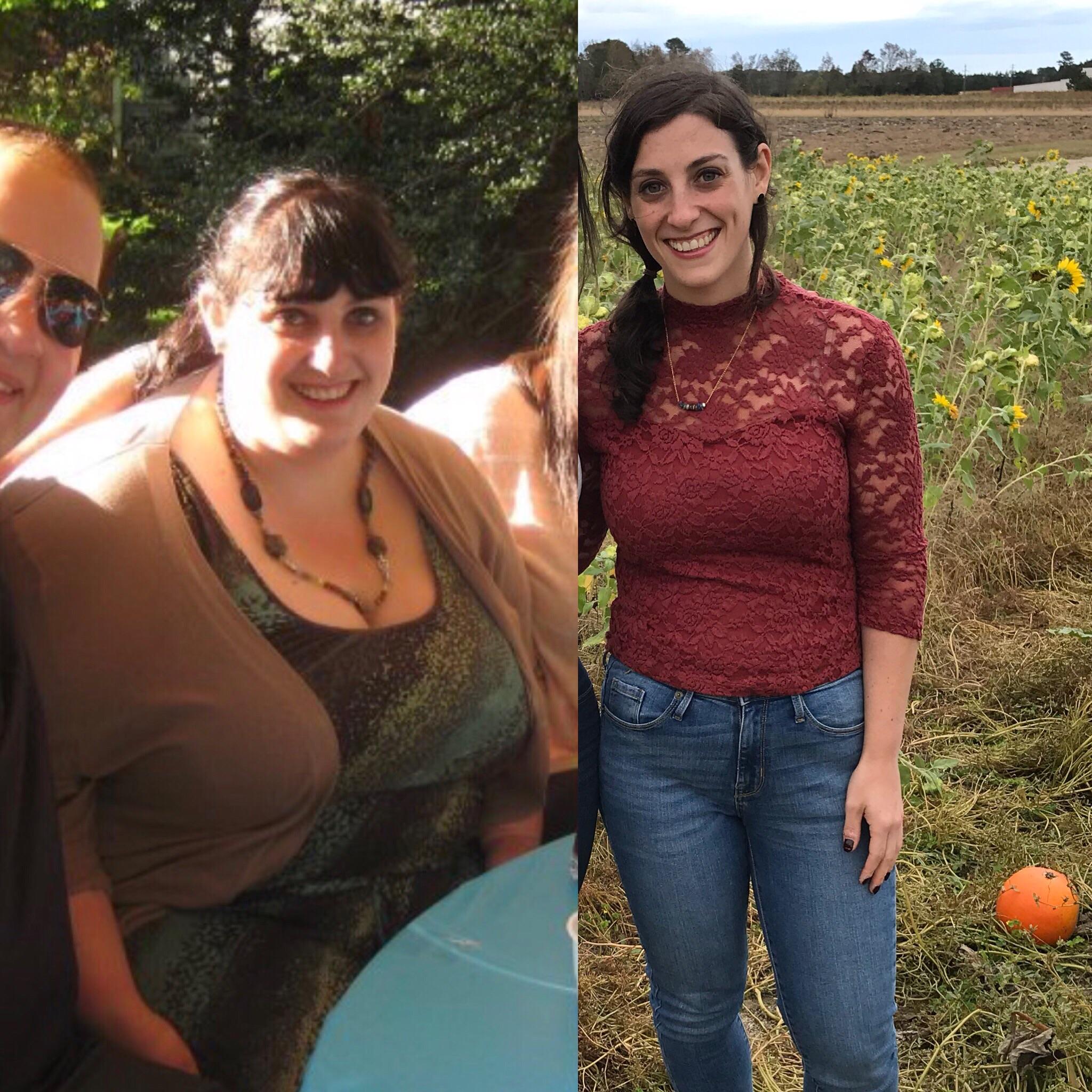 Progress Pics of 128 lbs Weight Loss 5'4 Female 278 lbs to 150 lbs