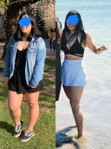 5 foot 7 Female Before and After 57 lbs Fat Loss 219 lbs to 162 lbs