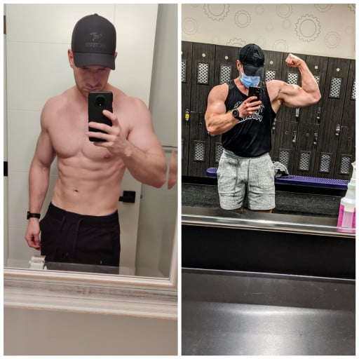 Before and After 18 lbs Weight Gain 5 feet 10 Male 178 lbs to 196 lbs
