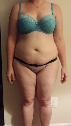 A progress pic of a 5'4" woman showing a snapshot of 182 pounds at a height of 5'4