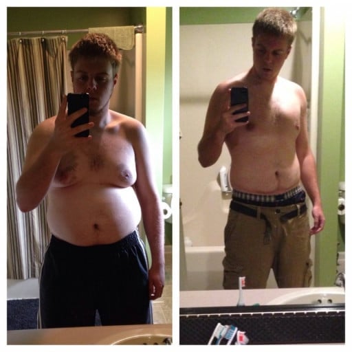 A photo of a 6'1" man showing a weight cut from 227 pounds to 205 pounds. A net loss of 22 pounds.