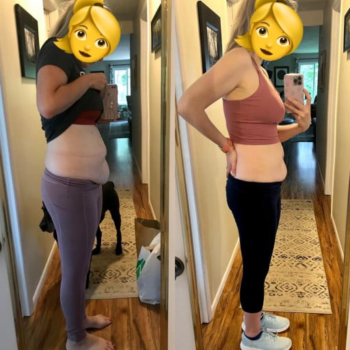 5 foot 6 Female 13 lbs Fat Loss Before and After 163 lbs to 150 lbs