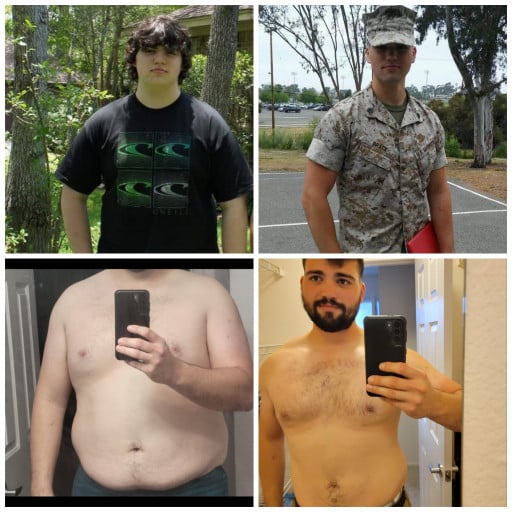 Before and After 269 lbs Fat Loss 6 foot 2 Male 280 lbs to 11 lbs