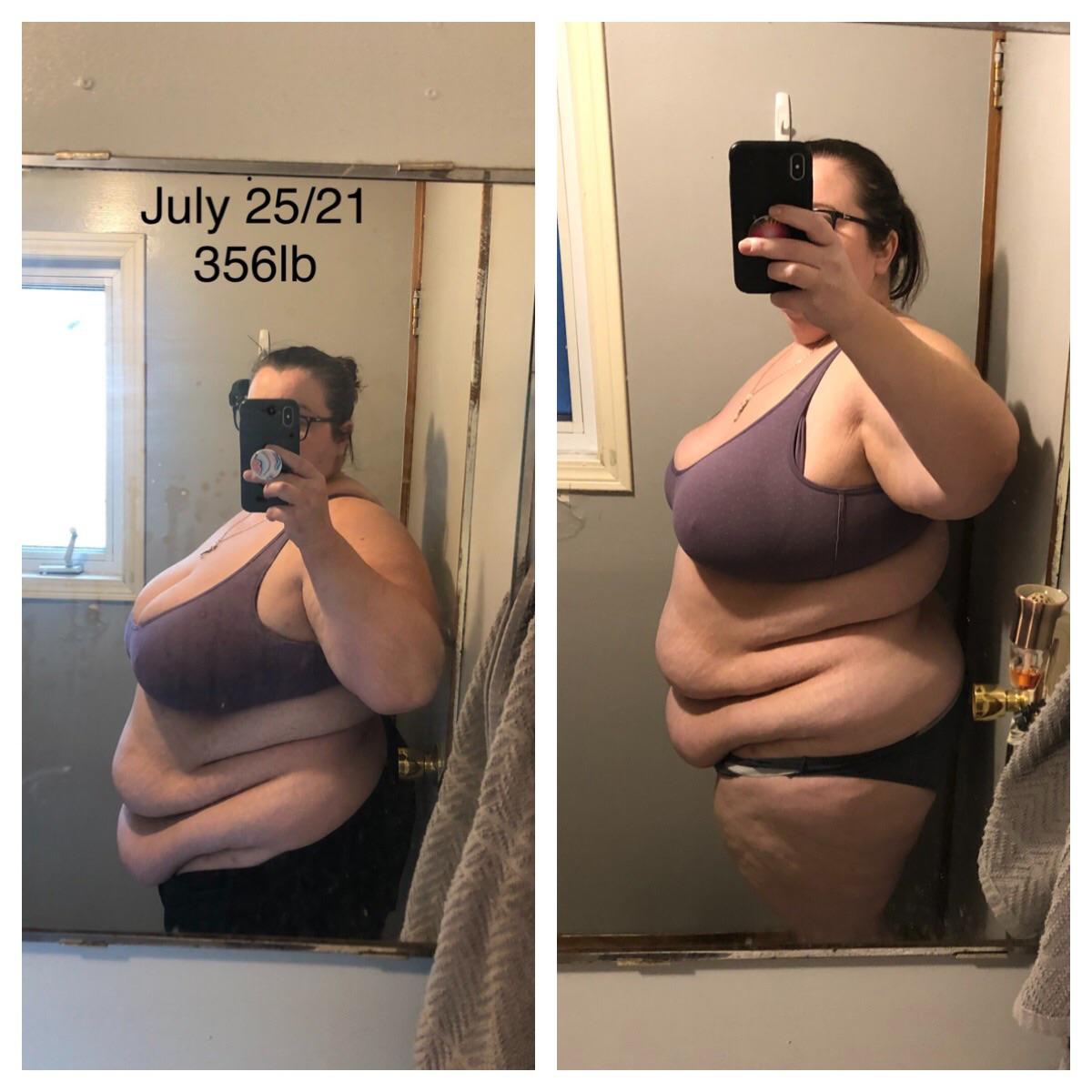 46 lbs Weight Loss Before and After 5'5 Female 371 lbs to 325 lbs