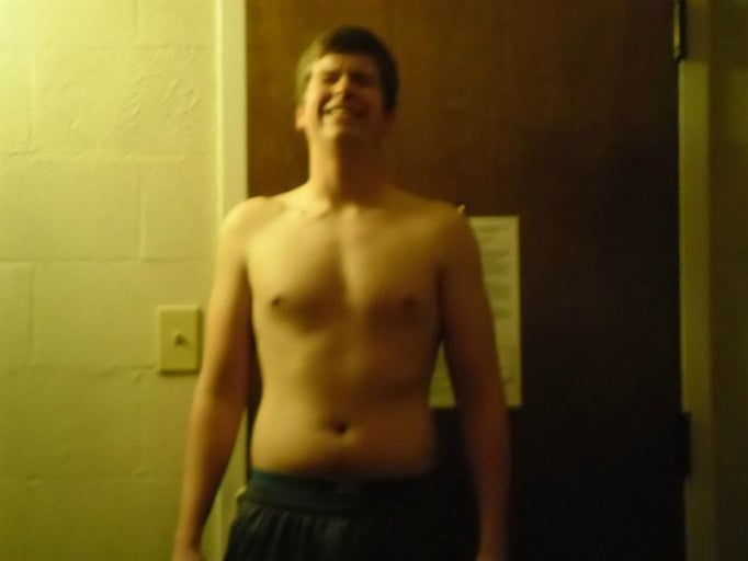 A picture of a 6'0" male showing a weight gain from 165 pounds to 185 pounds. A respectable gain of 20 pounds.