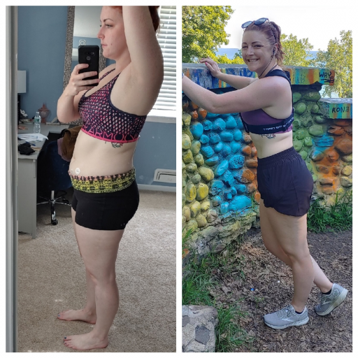 18 lbs Fat Loss Before and After 5'9 Female 195 lbs to 177 lbs