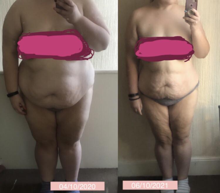5 foot 5 Female Before and After 112 lbs Fat Loss 347 lbs to 235 lbs