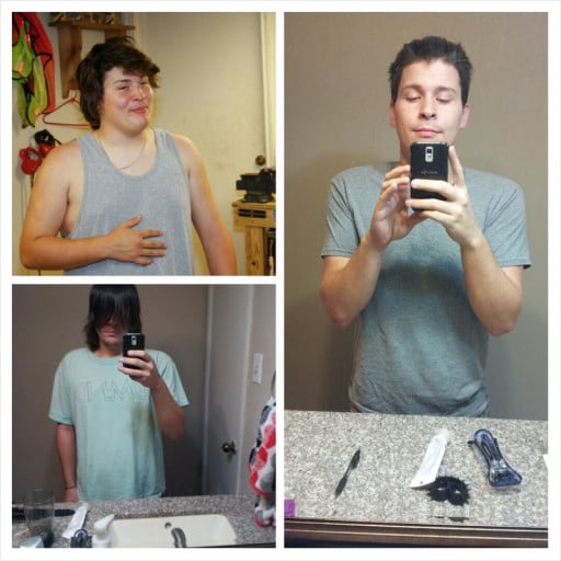 A before and after photo of a 5'8" male showing a weight reduction from 235 pounds to 175 pounds. A respectable loss of 60 pounds.