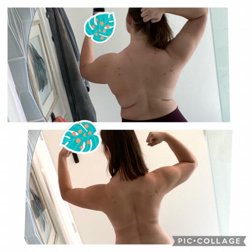 50 lbs Fat Loss Before and After 5 foot 9 Female 245 lbs to 195 lbs