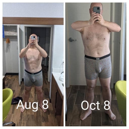 5'9 Male Before and After 15 lbs Weight Loss 230 lbs to 215 lbs