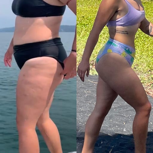 5'5 Female 23 lbs Fat Loss Before and After 183 lbs to 160 lbs