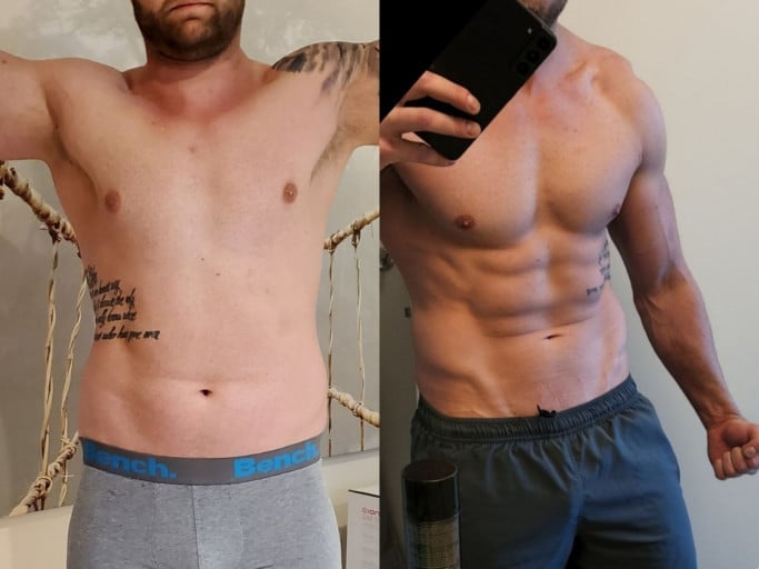 6'1 Male Progress Pics of 31 lbs Fat Loss 230 lbs to 199 lbs