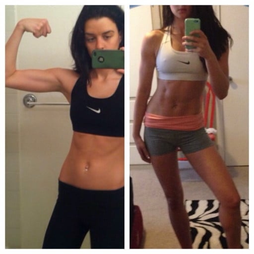 5 foot 5 Female Progress Pics of 15 lbs Muscle Gain 108 lbs to 123 lbs