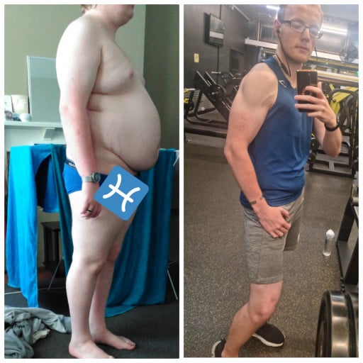Before and After 121 lbs Weight Loss 5 foot 11 Male 286 lbs to 165 lbs