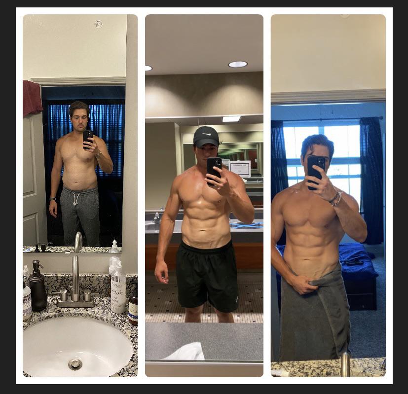 6 feet 2 Male Before and After 25 lbs Fat Loss 220 lbs to 195 lbs