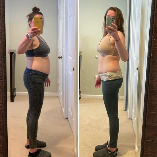 5 feet 2 Female 121 lbs Fat Loss Before and After 142 lbs to 21 lbs