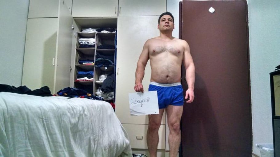 A progress pic of a 5'6" man showing a snapshot of 176 pounds at a height of 5'6