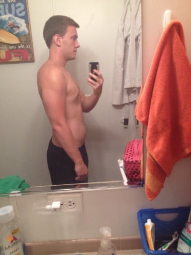 A progress pic of a 5'9" man showing a snapshot of 168 pounds at a height of 5'9