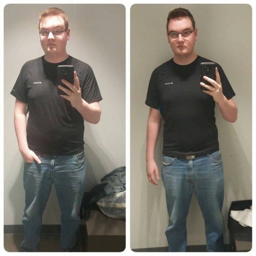 M/21/6'4" [255(not pictured) > 240 > 225 = 30lbs] (Dec 2014 start > March 2015 > July 2015) Bought a new gym shirt yesterday, went from a large to a medium!