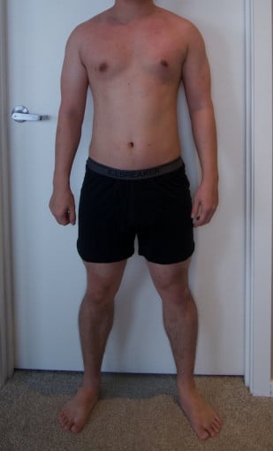 A picture of a 5'6" male showing a snapshot of 168 pounds at a height of 5'6