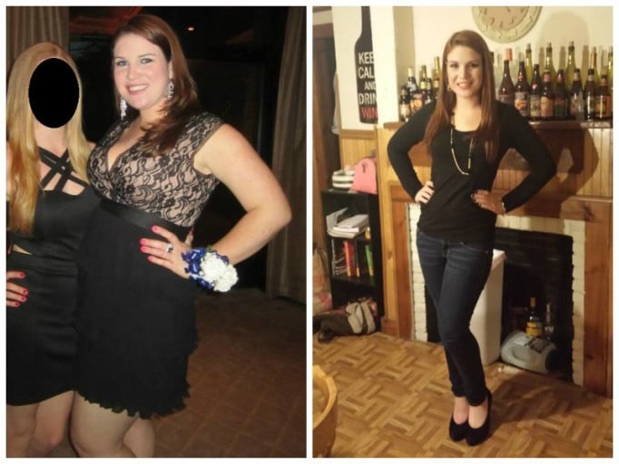 A picture of a 5'6" female showing a weight loss from 187 pounds to 145 pounds. A respectable loss of 42 pounds.