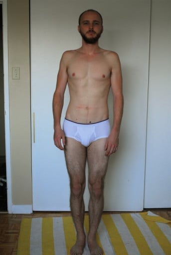 A before and after photo of a 6'2" male showing a snapshot of 168 pounds at a height of 6'2