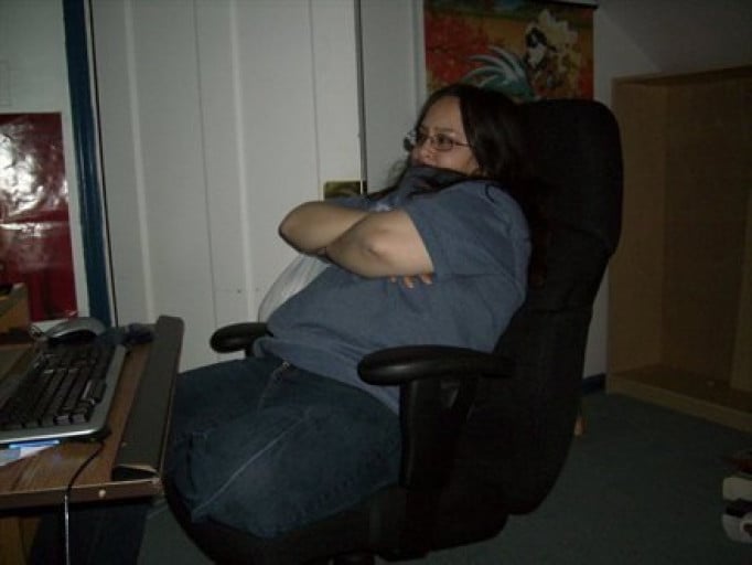 A picture of a 5'0" female showing a weight loss from 180 pounds to 110 pounds. A respectable loss of 70 pounds.