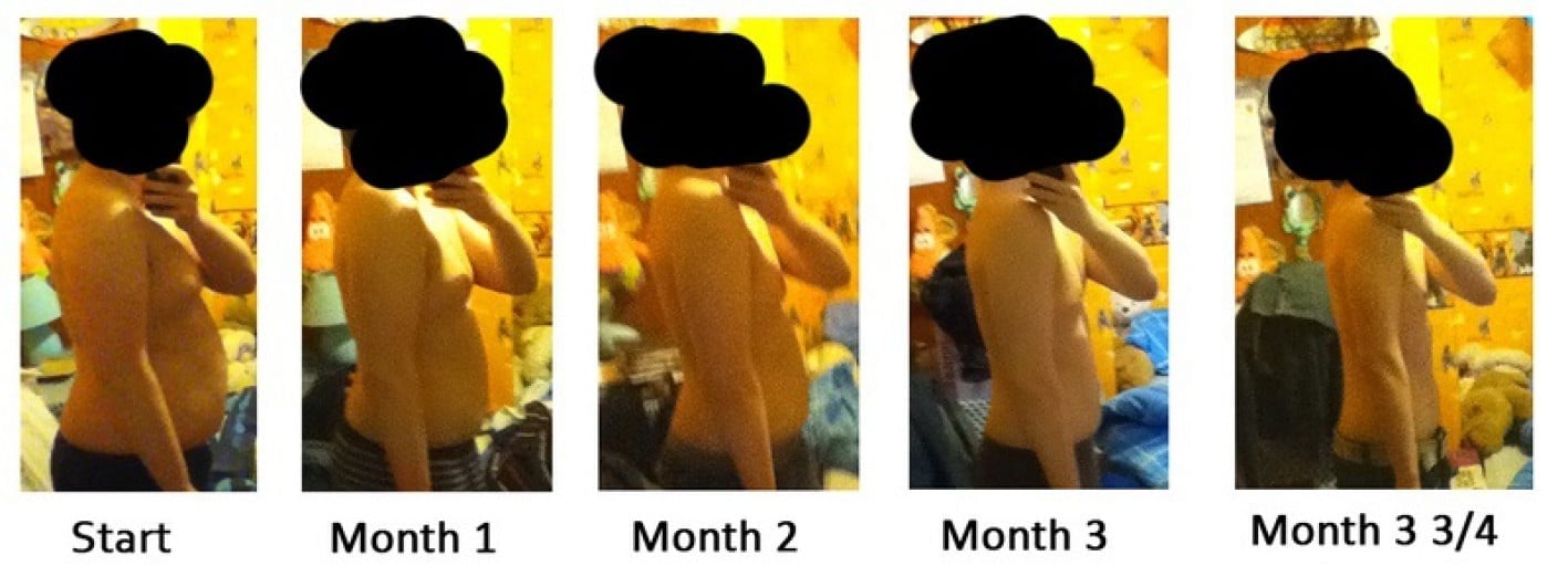 A picture of a 5'4" male showing a weight reduction from 200 pounds to 126 pounds. A respectable loss of 74 pounds.