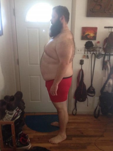 A progress pic of a 6'2" man showing a snapshot of 338 pounds at a height of 6'2