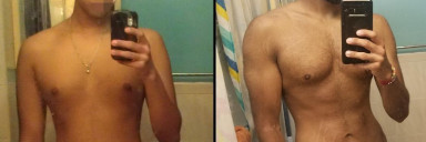 5 foot 10 Male 40 lbs Muscle Gain Before and After 115 lbs to 155 lbs