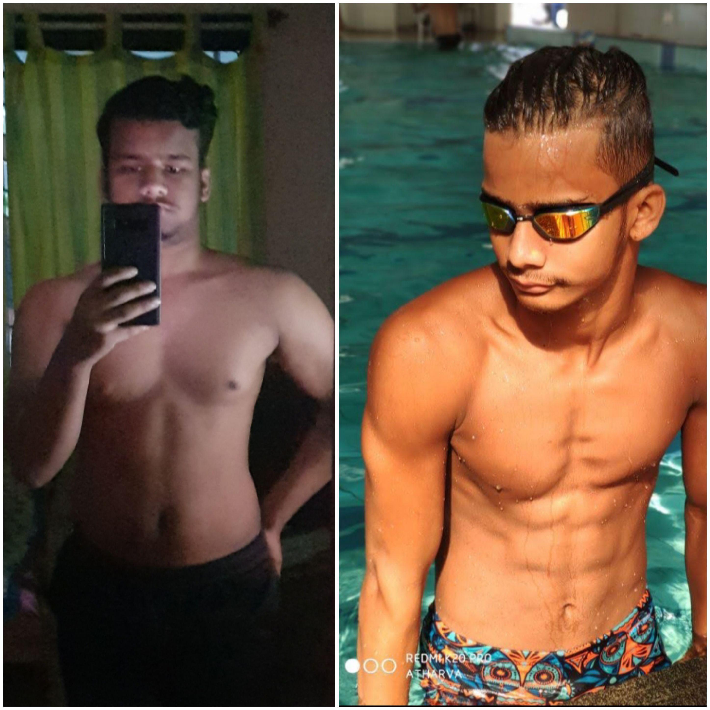 Before and After 15 lbs Fat Loss 5 foot 6 Male 160 lbs to 145 lbs