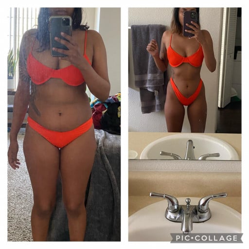 18 lbs Weight Loss Before and After 5 foot 2 Female 128 lbs to 110 lbs