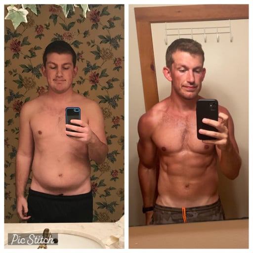 6 foot Male 60 lbs Fat Loss Before and After 260 lbs to 200 lbs