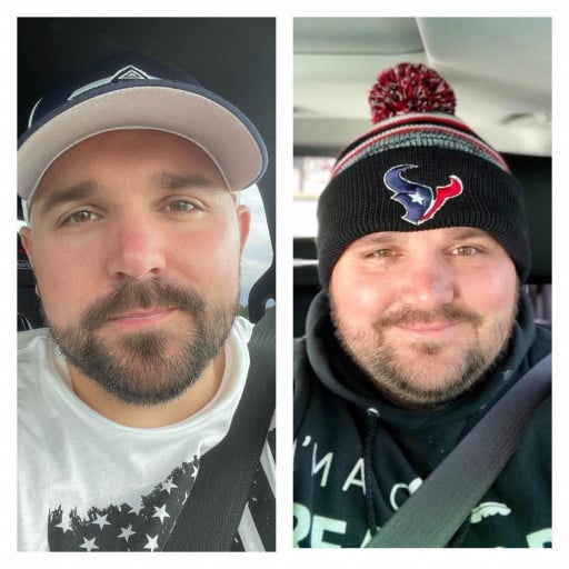 68 lbs Fat Loss Before and After 5 feet 8 Male 301 lbs to 233 lbs
