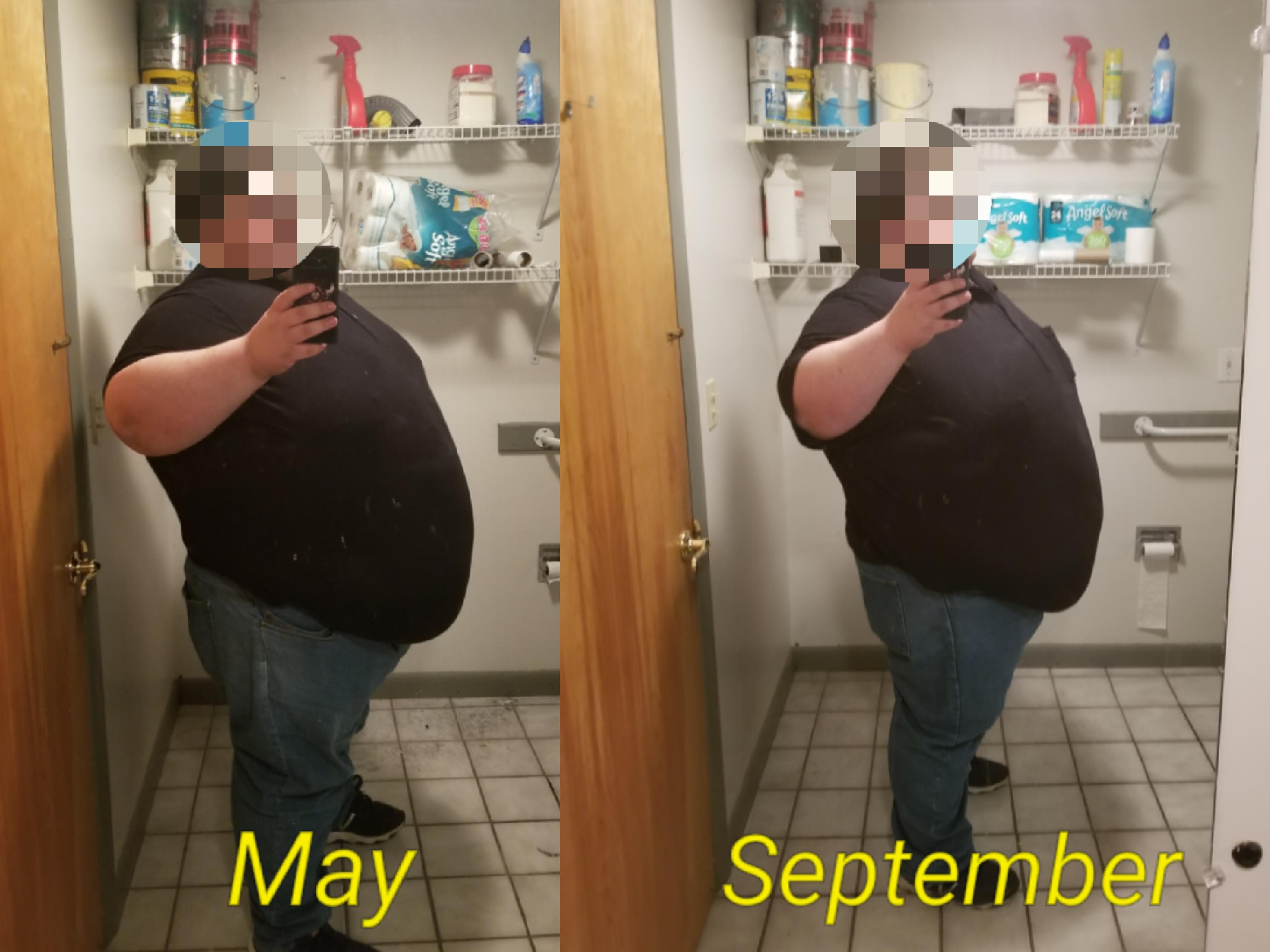 Before and After 50 lbs Fat Loss 5 foot 11 Male 605 lbs to 555 lbs