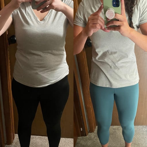 27 lbs Fat Loss Before and After 5 feet 4 Female 165 lbs to 138 lbs