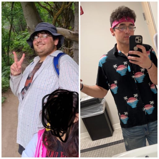 Before and After 230 lbs Weight Loss 6 foot 1 Male 365 lbs to 135 lbs
