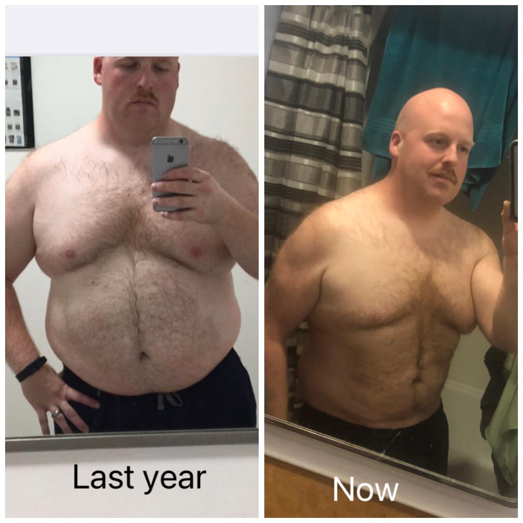 55 lbs Fat Loss Before and After 5'10 Male 300 lbs to 245 lbs