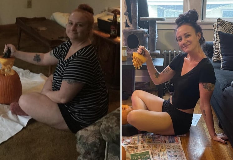 5 foot 6 Female Progress Pics of 74 lbs Fat Loss 218 lbs to 144 lbs