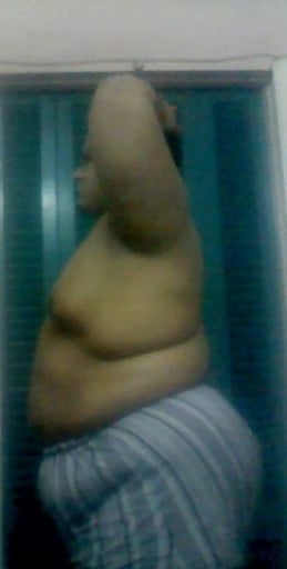 A picture of a 5'8" male showing a fat loss from 380 pounds to 183 pounds. A net loss of 197 pounds.