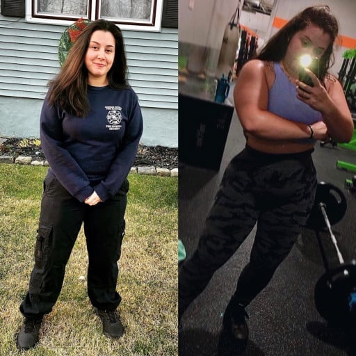 5'8 Female Before and After 20 lbs Weight Loss 200 lbs to 180 lbs
